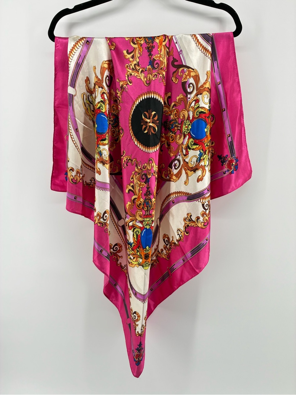 Pink Baroque Print Silk-Feel Scarf